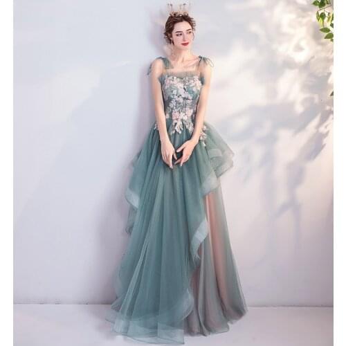 Drunk Bride 2021 female new long mid-length skirt fresh green novel princess dress dinner annual party bridesmaid wedding dress