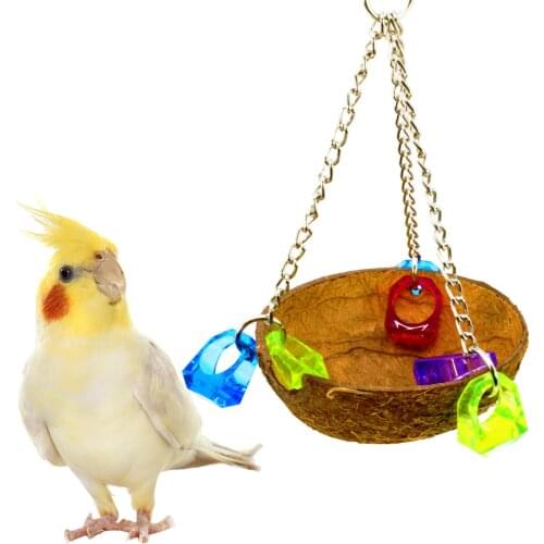 New Natural Coconut Shell Coconut Shell Birds Nest Birds Nest Hammock Swing Swing Parrot Toy Products Bird Supplies