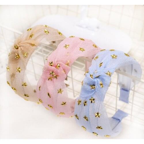 Vintage Stars Jewel Lace Mesh Bellas Bezel Hair Bands For Women Hair Clips Hairband Headband opaska do wlosow Hair Accessories