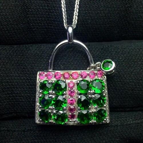 Tourmaine Pendant Fine Jewelry Pure 18 K Gold Jewelry 100% Natural Tourmaline 3.2ct Gemstones Diamond Womens Pendants Necklaces