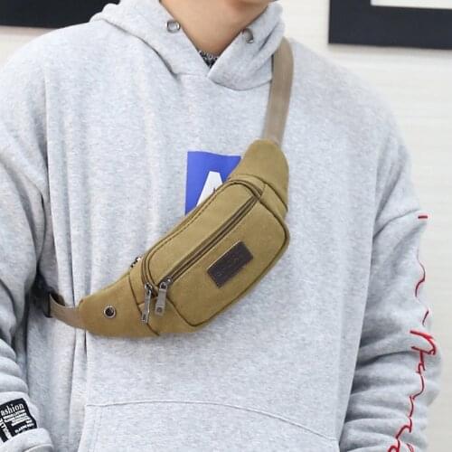 Mens Canvas Fanny Pack Casual Bum Bag Money Waist Hip Belt Bag