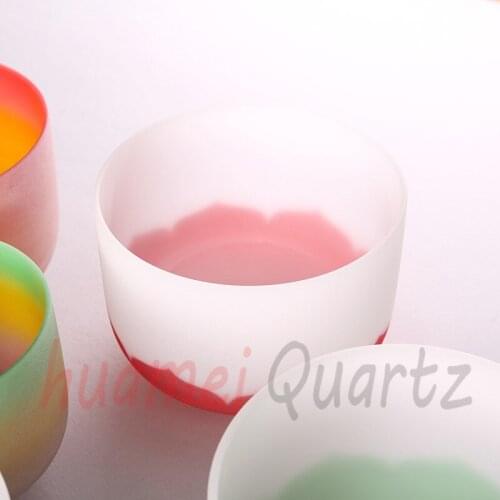 9 inch color lotus with chakra logo frosted quartz crystal singing bowl
