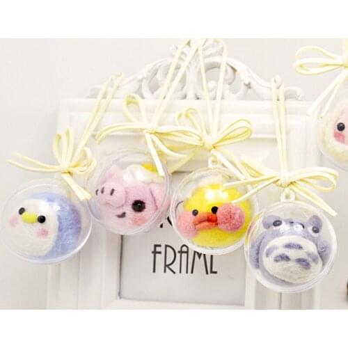 DIY Wool Felt Poking Craft Toy Fun For Children Handmaking Arts pvcball Pink Yellow Succulents Adult Material Kit Girl Gift