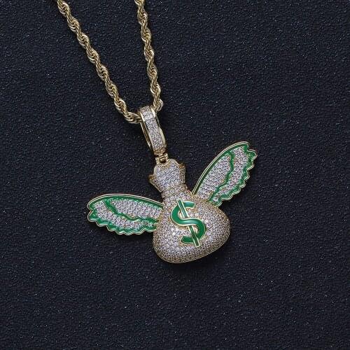 Dollars Shape Bling Bling Iced Out Brass Pendants Men Hip Hop Jewelry For Man and Women CN325