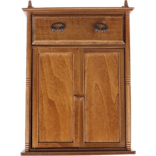1:12 Vintage Wooden Wardrobe Model Furniture Toys Accessories Dolls House Miniature