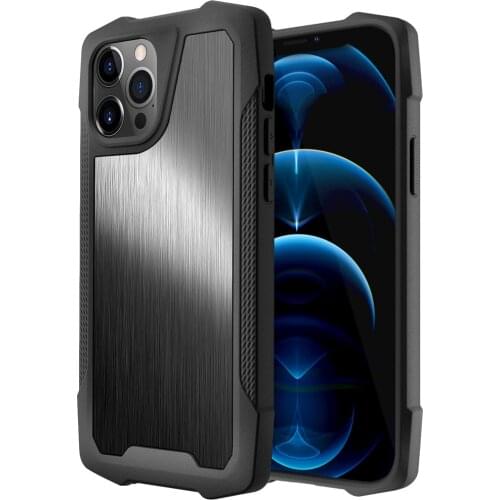 Stainless Steel MetallicProtective Slim for iPhone 12 11 Pro X XS XR XS Max SE 2020 Case Double Anti-Slip Hand Grip Cover Case