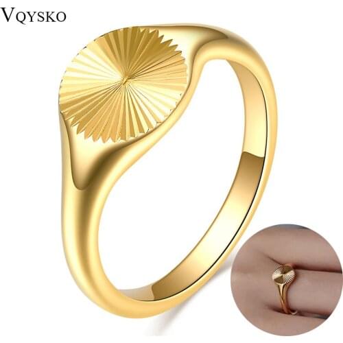 INS stackable sunshine ring fashion jewelry gift 18K gold IP plating high polished finger ring for women Girls