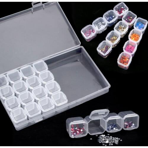 1Box 28 Slots Empty Nail Storage Box Glitter Rhinestones Container Acrylic Organizer Jewelry Beads Case Display Adjustable Tools