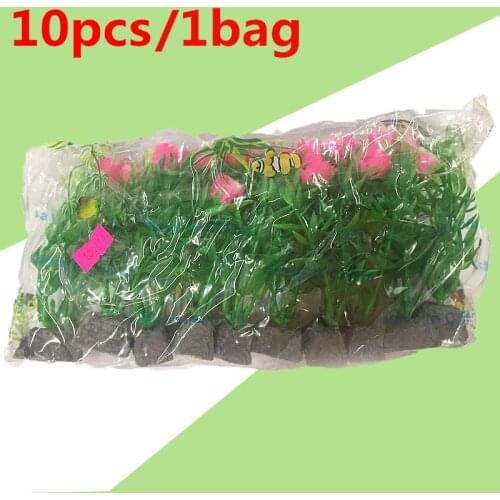 10pcs Simulation of Aquatic Plants Aquarium Plant Fish Tank Landscaping Plastic Artificial Flower Decoration Supplies