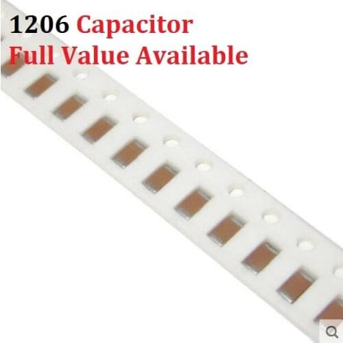 100PCS 1206 capacitor 330NF 470NF 1UF 2.2UF 4.7UF 50V 334 474 105 225 475 K/M/Z 0.33UF 0.47UF KIT capacitance