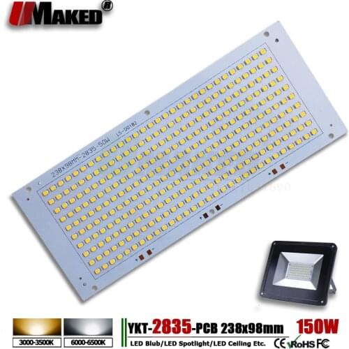150W 238x98mm Installed SMD 2835 LED PCB Flood light PCB Plate Light Source Heatsink Aluminum Panel for Outdoor LED lamps DIY