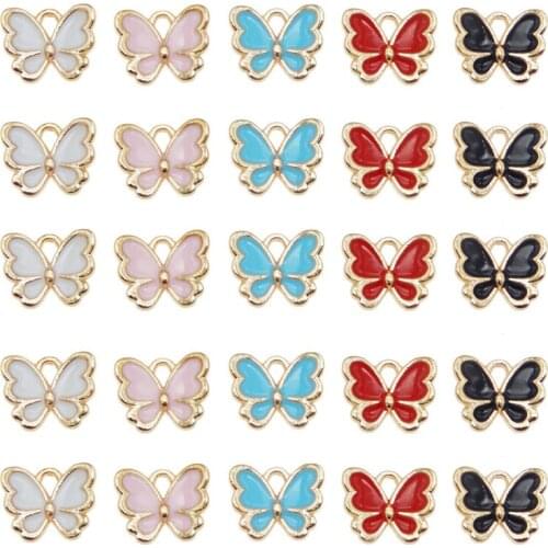 20pcs Mix Charm Enamel Pendant 13*11mm Keychain Charm Colorful Jewelry Findings Gold Alloy Pendant Necklace Earrings Accessory