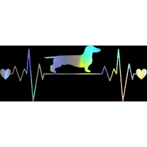 Car Sticker 3D 20.3*7.7CM Dachshund Heartbeat Lifeline Vinyl Stickers and Decals Car Styling Funny Sticker On Cars Cartoon