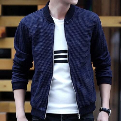 Bomber Mens Baseball Jackets Blouson Homme Spring Autumn Blue Bomber Jacket Men Casacas Para Hombre Male Coat FYY561