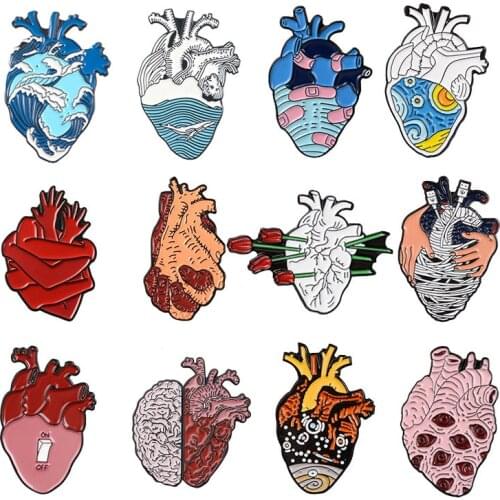 Heart Medical Anatomy Brooch Bag Clothes Portfolio Lapel Enamel Pin Badges Cartoon Jewelry Gifts For Friends Doctor Nurse