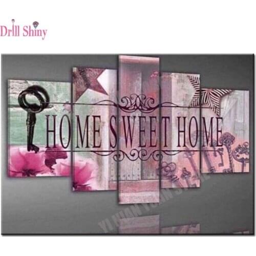 Home Sweet Home 3D DIY Diamond Painting 5PCS Multi-Pictures Combination Embroidery Mosaic Cross Stitch sets Home Decoration