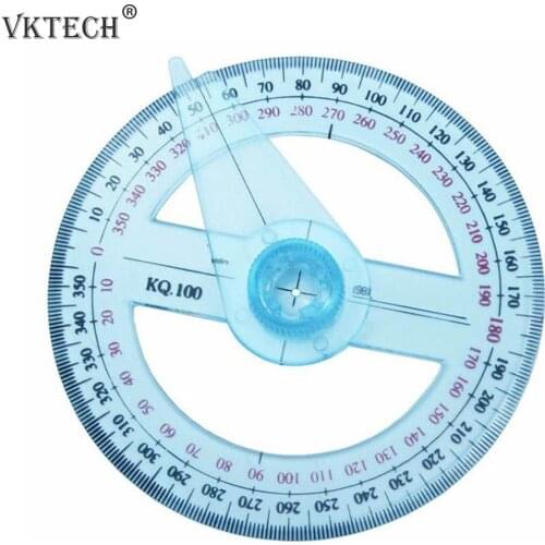 All Circular 10cm 360 Degree Pointer Protractor Ruler Angle Finder Meter with Swing Arm for School Office Supplies Random Color