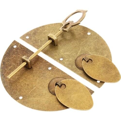 Chinese Furniture Brass Handle Furniture Hardware Door Knocking Knocker Pull Vintage Lock Catch For Cabinet Cupboard Drawer