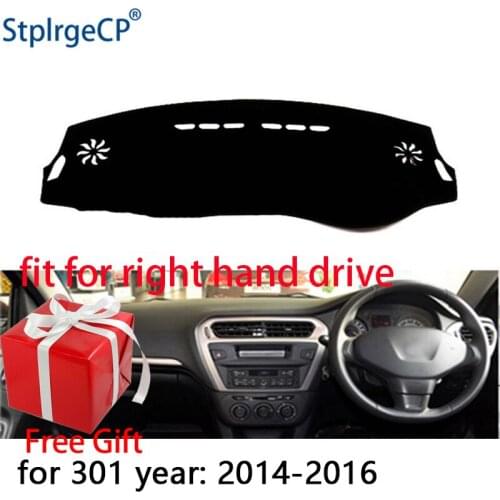 Car Dashboard Cover Mat for Peugeot 301 Citroen C-Elysee 2012 -2018 Right Hand Drive Dashmat Pad Dash Mat Dashboard Accessories