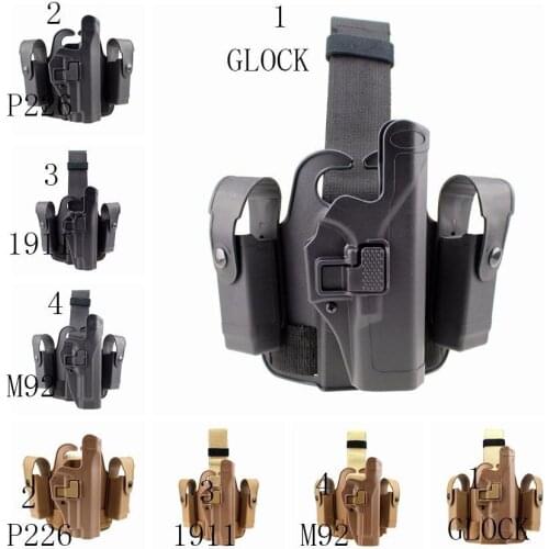 Hot Sells Outdoor 1911 M92 P226 G17 Right Hand Clip GLOCK Single Woven Belt Leg Sleeve Gun Holster Bag Case Hunting