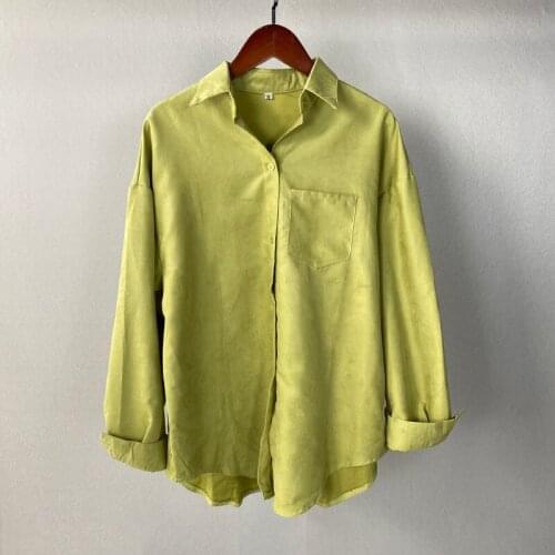 Lizkova White Blouse Women 2021 Long Sleeve Oversized Green Shirt Female Spring Pocket Official Tops Blusas Roupa 8866