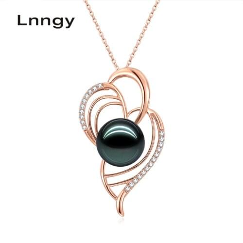 Lnngy 18K Gold 13mm Black Tahiti Pearl Pendant 18K White Gold/Yellow Gold/Rose Gold Diamond Flower Pendant Separate Pendant