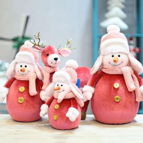Cute Christmas Snowman Elk Doll Toy Decoration Home Xmas New Year Table Ornament