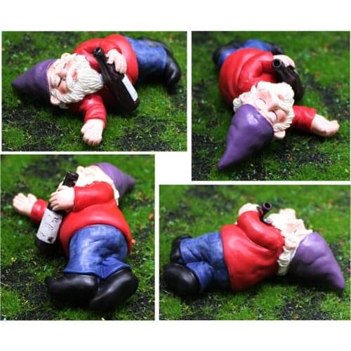 Mini Drunk Dwarf Bonfire Statue 4PCS Set For Flowerpot Farden Decoration,Miniature Personalized Garden Flowerpot Decoration