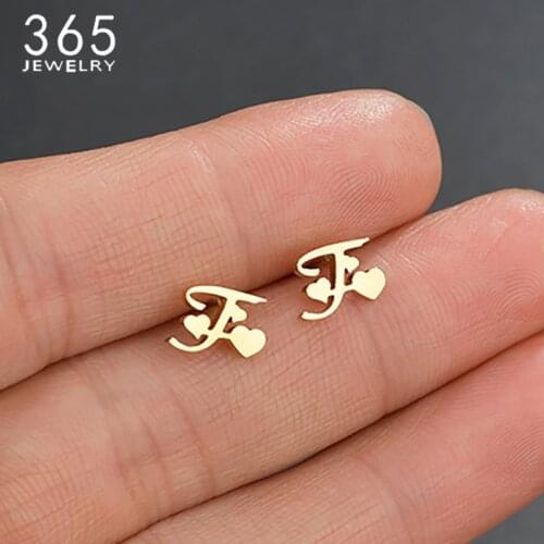 Fashion Custom Tiny Initial Letter Earrings Girls Children Gift Cute Alphabet Personalized Name Stud Earrings Jewelry Brincos