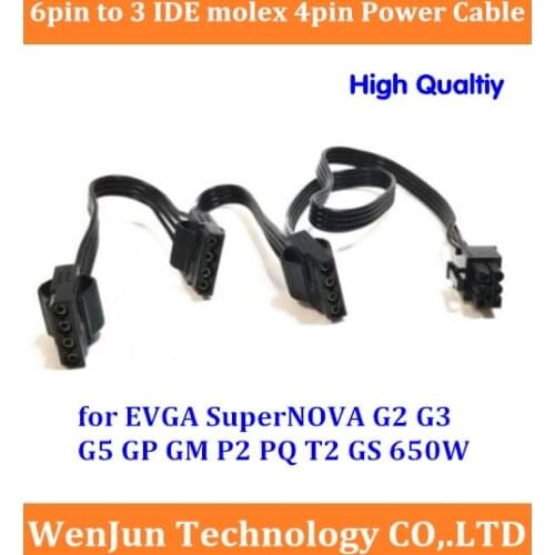 PCI-E 6pin to 3 IDE molex 4pin modular power supply cable for EVGA SuperNOVA G+ 1600W 2000W G2 G3 G5 GP GM P2 PQ T2 GS