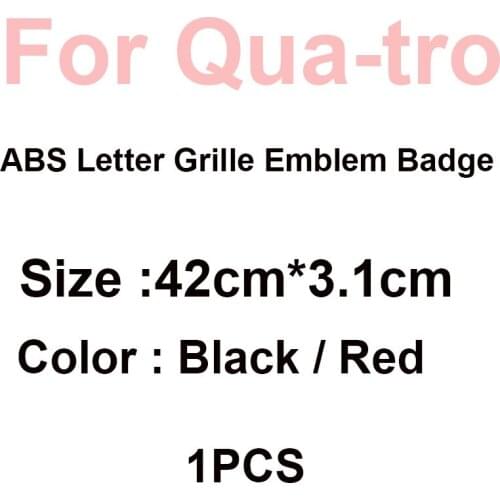 1pcs ABS Letter Auto Car Head Hood Decal Car Grille Emblem Badge Black/ Red for 42CM 3.1CM for A6 C6 A3 A1 A5 A4 A7 A8 RS6 RS7