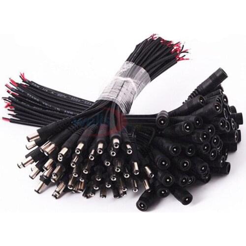 Newest 5-50pcs 5.5x2.1 DC female/male Connector Plug Cable Wire use For CCTV Camera 3528 5050 LED Strip Light
