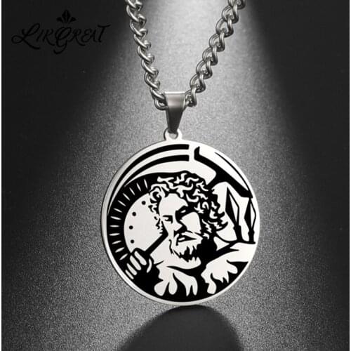 LIKGREAT HEPHAESTUS Pendants Necklaces Olympian God of Metallurgy Stainless Steel Talisman Charms Chain Greek Mythology Jewelry