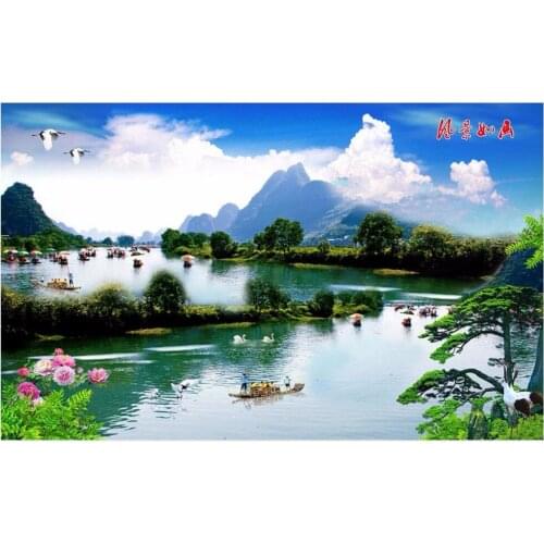 Custom 3d photo wallpaper 3d wall murals wallpaper Picturesque landscape welcoming pine boat landscape murals room wallpaper