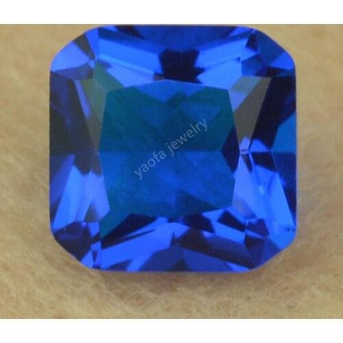Sale 3x3~12x12mm 5A Deep New Blue Color Loose Glass Stone Square Shape Octangle Princess Cut Glass Synthetic Gems For Jewelry