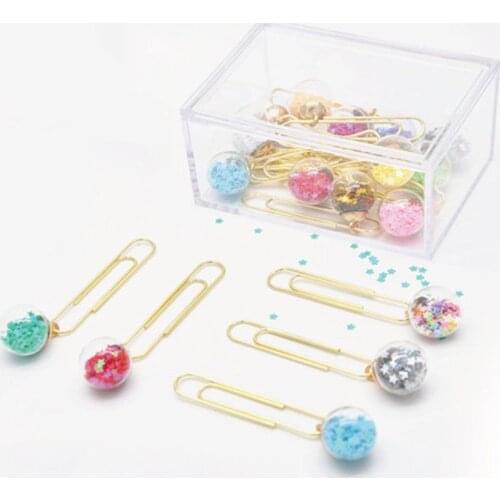 3pcs Cute Creative Sequins Metal Office School Paper Clips Bookmark Fine Student Memo Clips Set Kawaii Stationery Supplies