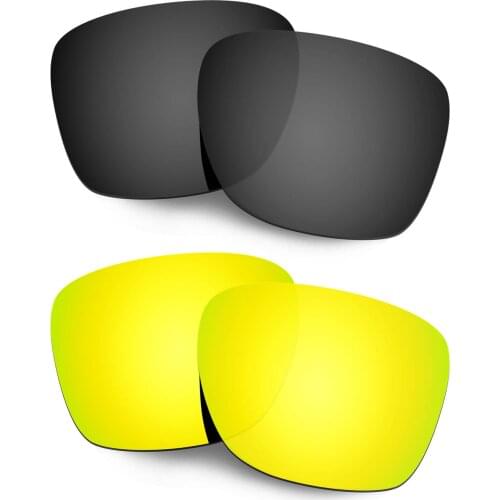 Hkuco Replacement Polarized Lenses For Crossrange Sunglasses - Black&Gold 2 Pairs