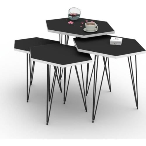 Modern Larose Zigon Coffee Table Hedvige Gray 4 Pcs (55*60*40-50*55*35-45*50*30-40*45*25) hexagonal coffe table
