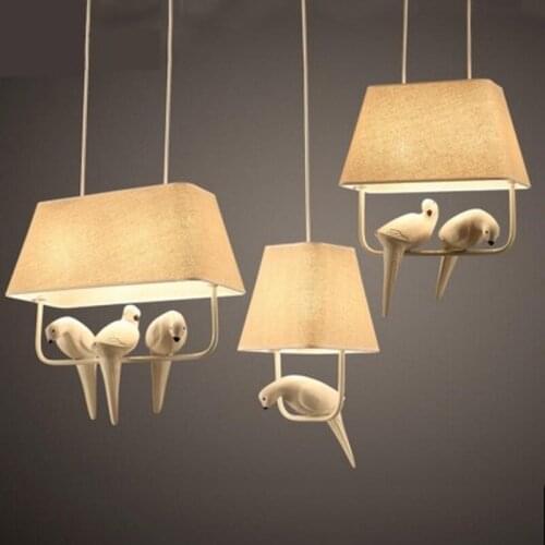 Led e27 Nordic Iron Fabric Resin Bird LED Lamp LED Light.Pendant Lights.Pendant Lamp.Pendant light For Foyer Dinning Room