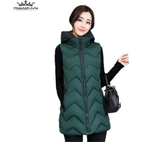Tnlnzhyn 2019 Autumn And Winter Women Down Coton Vest Slim Hooded Cotton Jacket Female Waistcoat Vest plus Size 4XL Y556