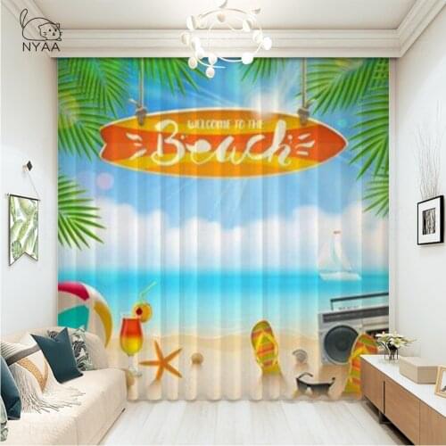 Tropical Seascape Bright Sunshine Curtain Child Curtains For Living Room Luxury White Curtains In The Bedroom Micro Shading