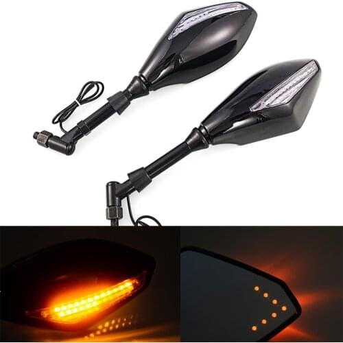 Motorcycle Universal Rearview Mirror w/ Turn Signals Integrated for Naked bikes Cruiser Chopper Dirt Bike ATV Offroad Scooter