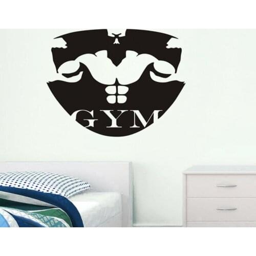 Muscle Man Silhouette Wall Sticker Quotes GYM Vinyl Art Decal Fitness Boy Room Decor Removable Wall Decals For Gym Bedroom ZA356