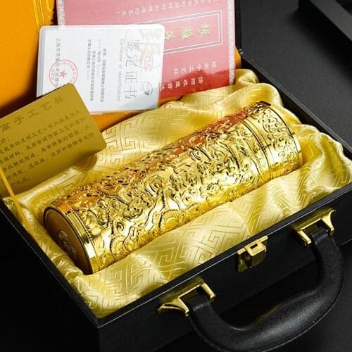 High-End Pure Silver Vacuum Cup Embossed Kowloon Silver Cup S999 Liner Silver Ion Health Cup Sterling Silver Water Bottle Cup