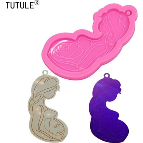 Mirror Pregnant women mold,Pregnant baby Keychain Epoxy Resin earring Polymer Clay Silicone Mold,for baking candies mold