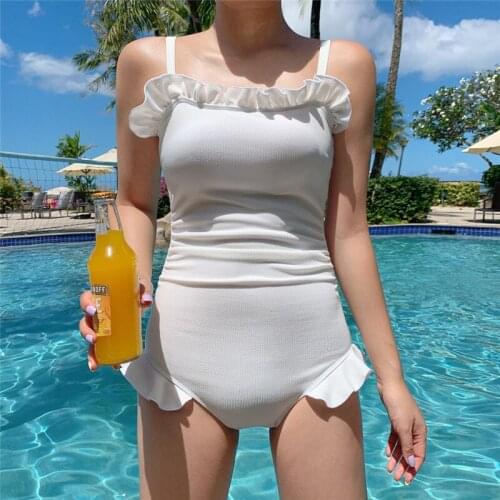 Ins wind one-piece swimsuit women Korean cute backless sexy bikini bikini