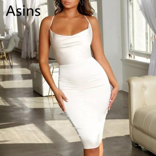 Asins summer dress 2019 new women casual fashion v-neck sleeveless high waist solid color sexy dew backpack hip slim sling dress