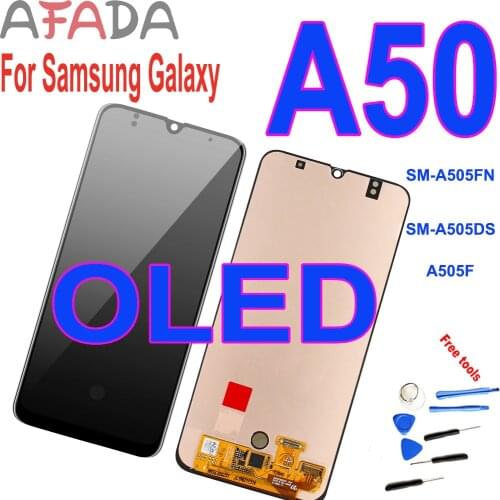 AMOLED 6.4" LCD Display For Samsung Galaxy A50 2019 A505F A505DS A505F A505FD A505A Touch Screen Digitizer Assembly with frame