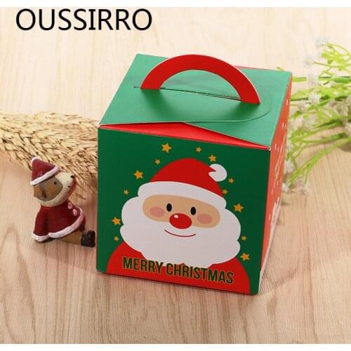 1PCS Cartoon Diy Portable Christmas Apple Cookies Candy Gifts Holders Box Paper Packaging Box Kids Party Favor Supplies