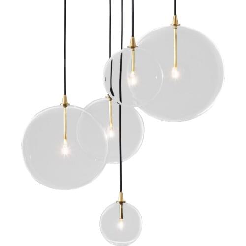 1 Light Clear Glass Globe Led G4 Lustre Luminaires Pendant Lights Simple Nordic Gold Metal Hanging Lamp Dining Room Droplight